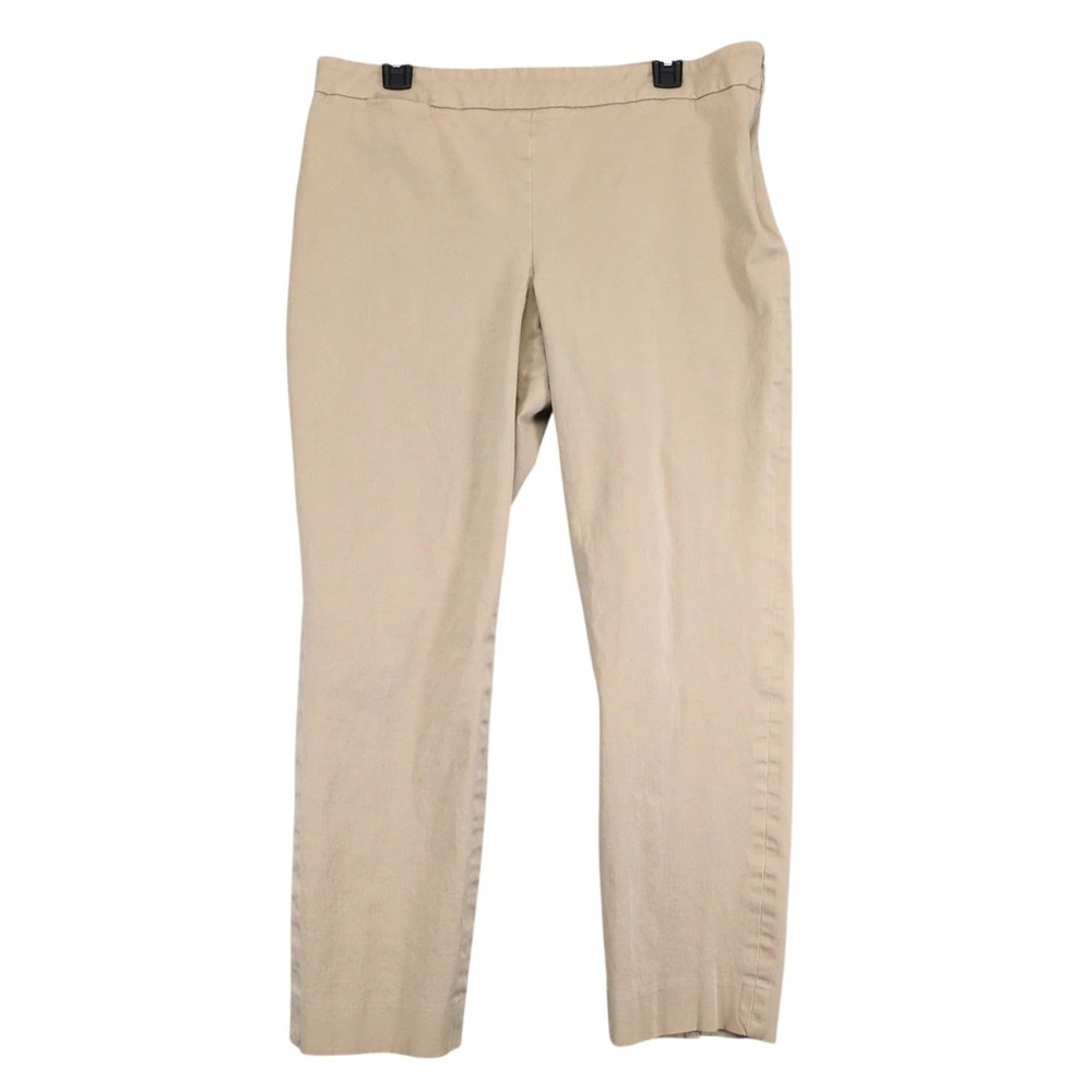 Talbots Classic Side Zip Beige Trouser Pants Womens 16 35x27 Stretch Crop Career